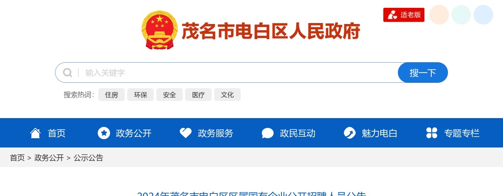 2024广东茂名市电白区区属国有企业招聘18人公告 图片